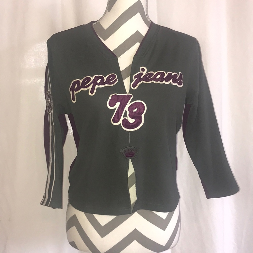 Purple & Grey Pepe Jeans London UK Jersey Croptop